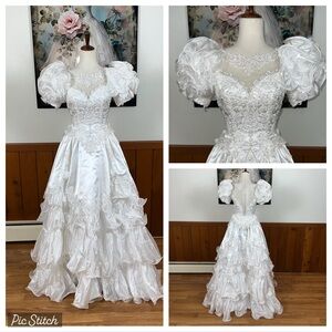 Fabulous Vintage 90s Justine Bridals Frilly Wedding Gown!